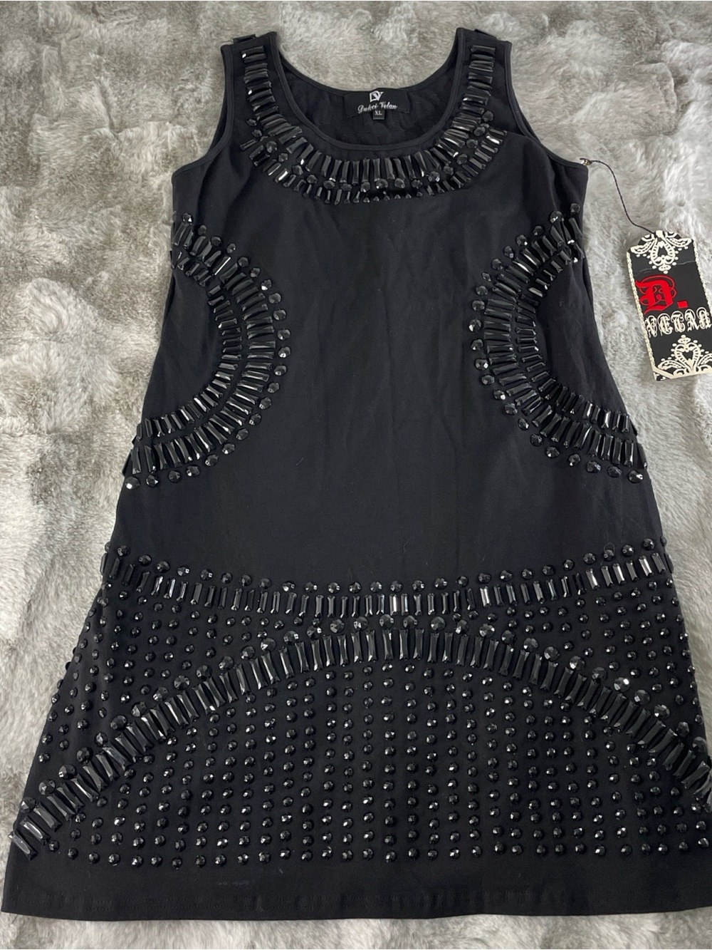 Dulcci Vetan Black Beaded Midi Dress-0213